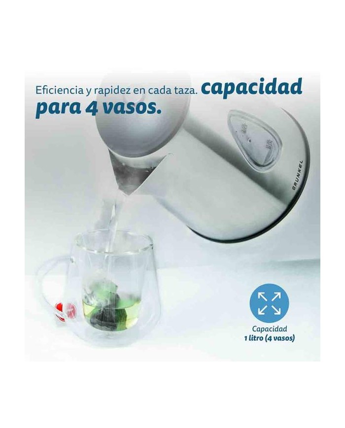 HERVIDOR DE AGUA 1 LT. 2200W. INOX. GRUNKEL