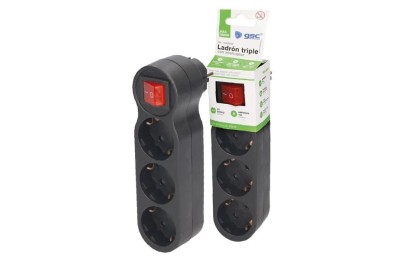 LADRON TRIPLE SALIDA CON INTERRUPTOR GSC