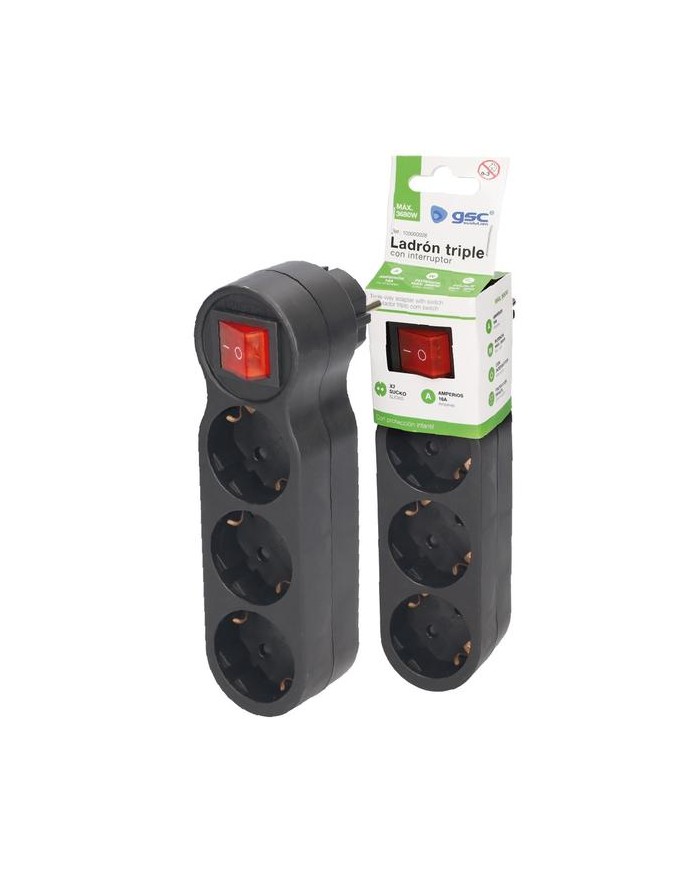 LADRON TRIPLE SALIDA CON INTERRUPTOR GSC