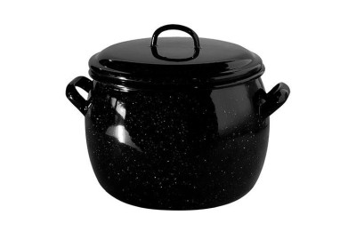 OLLA ABOMBADA ESMALTADA C/TAPA 20 CMS.