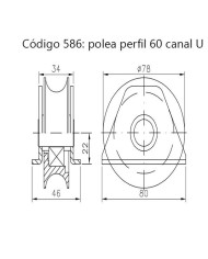 POLEA CORREDERA SOPORTE 80X20 MM. ESTEBRO