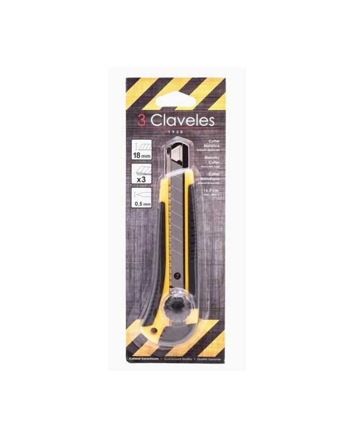 CUTTER 3 CLAVELES CON RUEDA DE BLOQUEO BIMATERIAL 18 MM.