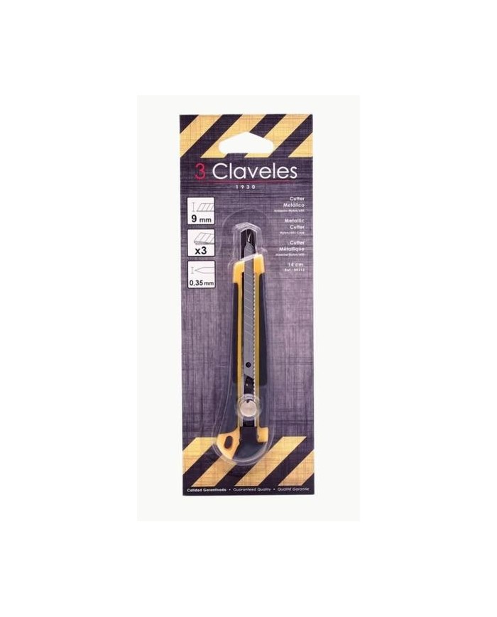 CUTTER 3 CLAVELES CON RUEDA DE BLOQUEO BIMATERIAL 9 MM.