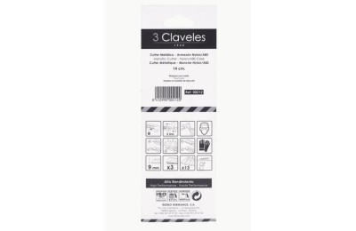 CUTTER 3 CLAVELES CON RUEDA DE BLOQUEO BIMATERIAL 9 MM.