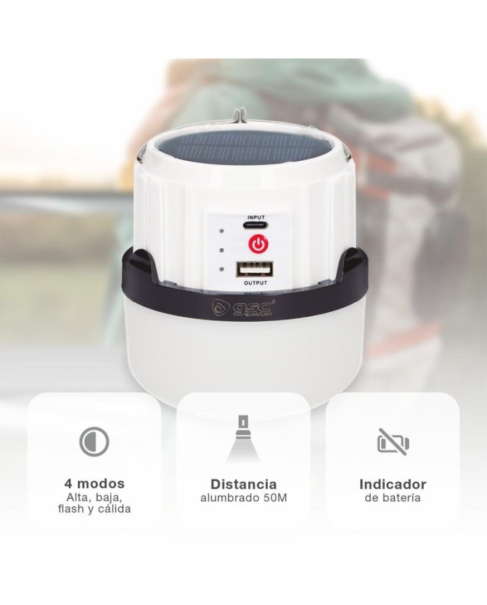 LINTERNA SOLAR LED CAMPING RECARGAB. GSC