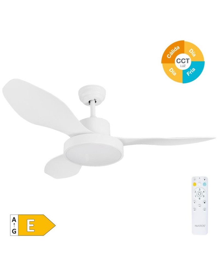 VENTILADOR TECHO 40W. 122CMS. BLANCO/MADERA GSC