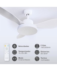 VENTILADOR TECHO 40W. 122CMS. BLANCO/MADERA GSC
