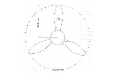 VENTILADOR TECHO 40W. 122CMS. BLANCO/MADERA GSC