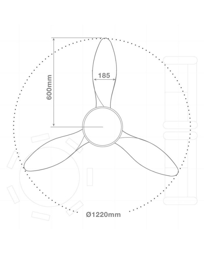 VENTILADOR TECHO 40W. 122CMS. BLANCO/MADERA GSC