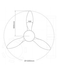 VENTILADOR TECHO 40W. 122CMS. BLANCO/MADERA GSC