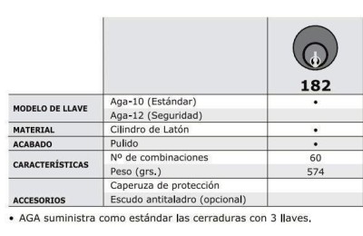 CERRADURA PERSIANA AGA 182