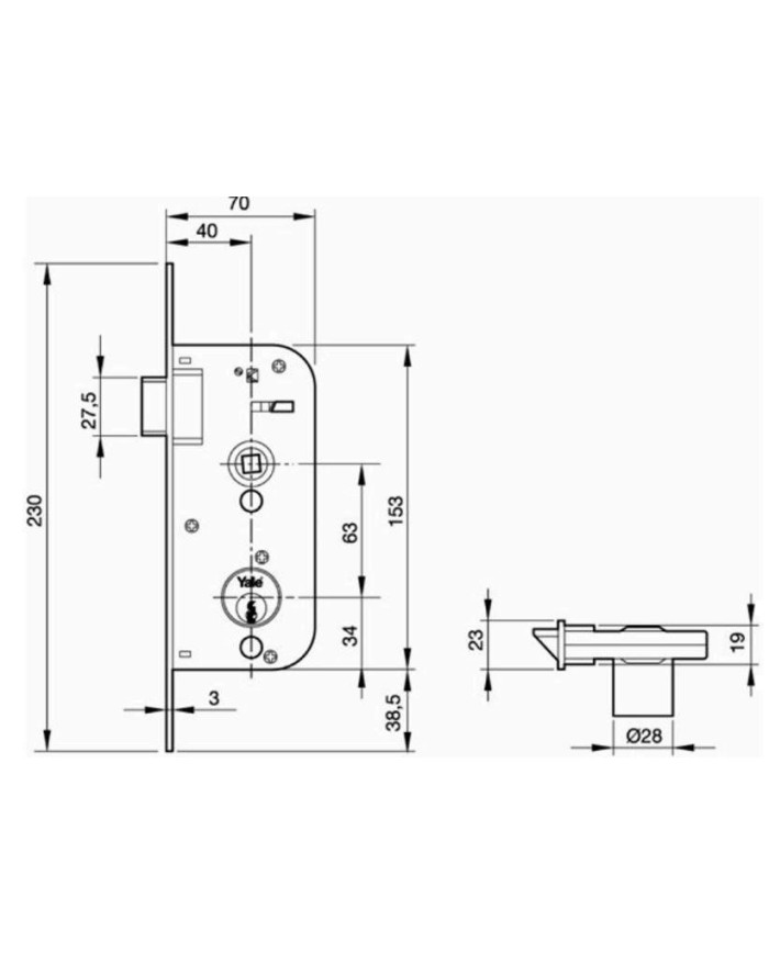 CERRADURA YALE 48-E/80MM-HL. (LLAVE/POMO)