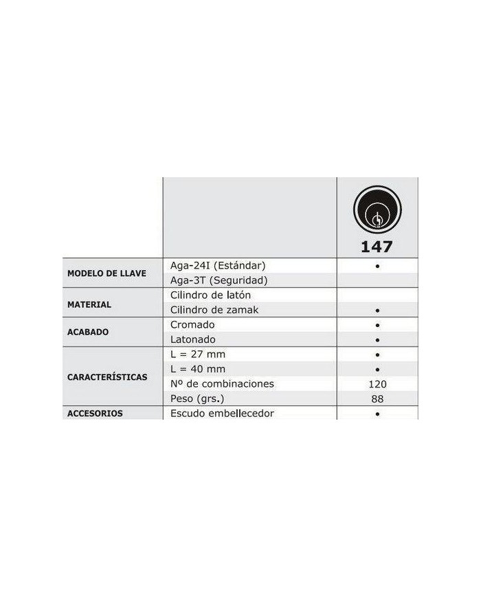 CERRADURA CON PULSADOR AGA R-147 CROMADA