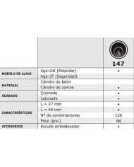 CERRADURA CON PULSADOR AGA R-147 CROMADA