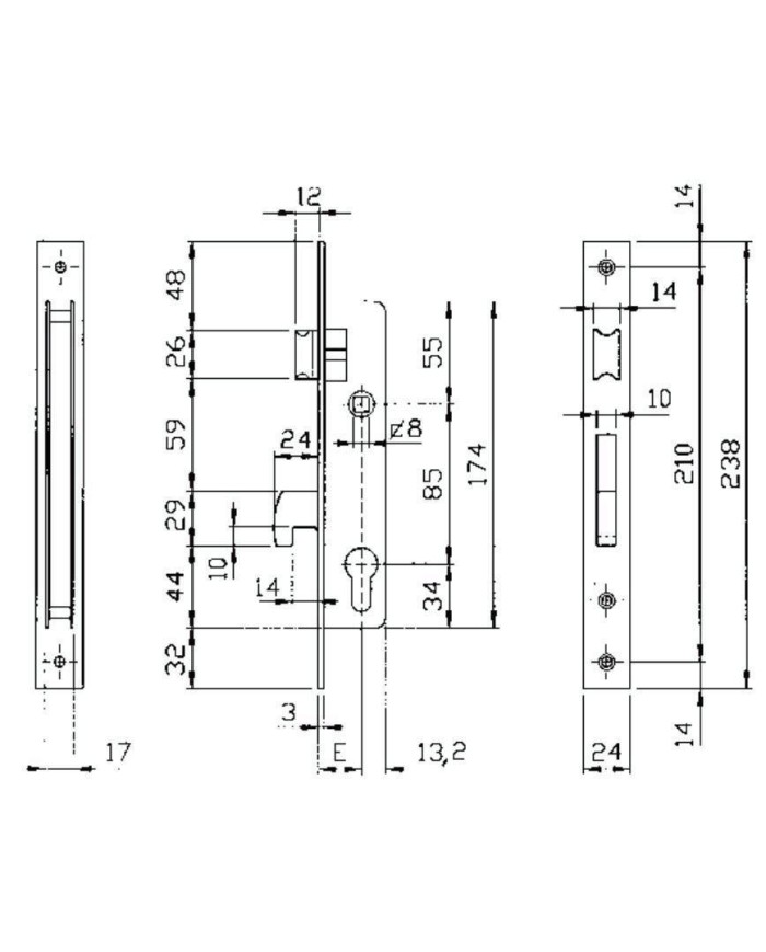 CERRADURA ISEO MODELO 7415-23 CON GANCHO
