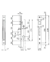 CERRADURA ISEO MODELO 7415-23 CON GANCHO