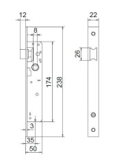 CERRADURA ISEO MODELO 749-25 SOLO PICAPORTE