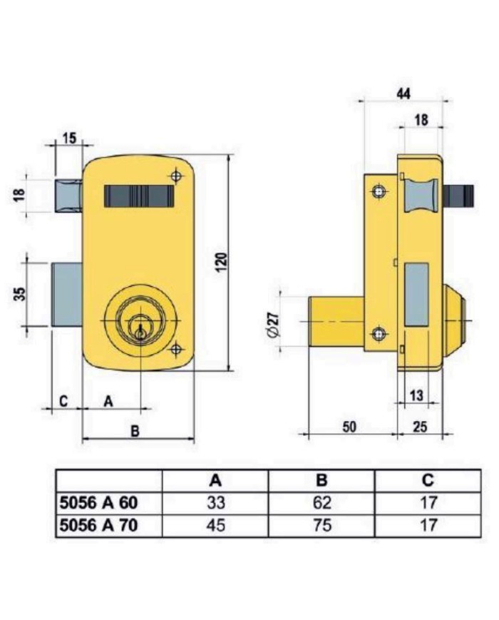 CERRADURA LINCE 5056-A- 60 DERECHA