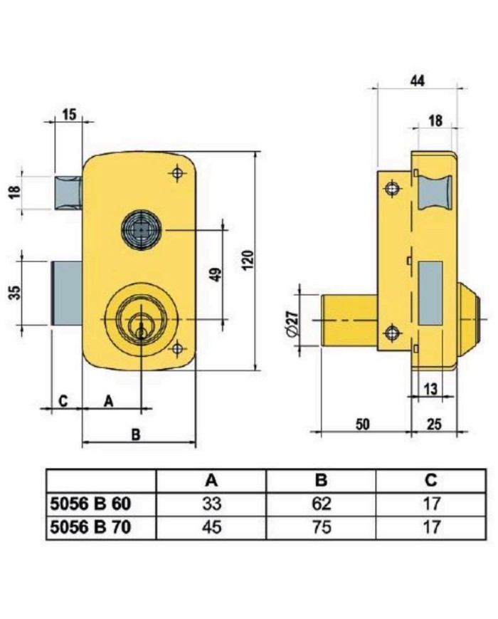 CERRADURA LINCE 5056-B- 60 DERECHA