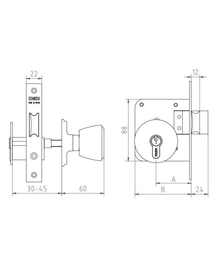 CERRADURA MCM-POMO 1561-3/50 MM.