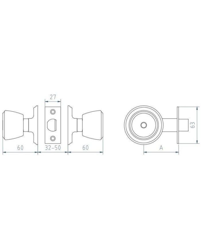CERRADURA MCM-POMO 509-3/3 LATON MATE(CONDENA/POMO).
