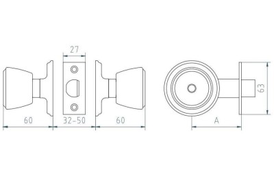 CERRADURA MCM-POMO 510-3/3 LATON MATE(POMO/POMO).