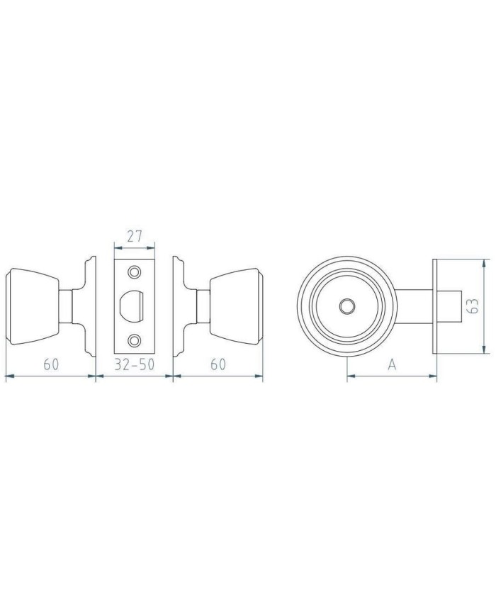 CERRADURA MCM-POMO 510-3/3 LATON MATE(POMO/POMO).