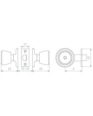 CERRADURA MCM-POMO 510-3/3 LATON MATE(POMO/POMO).