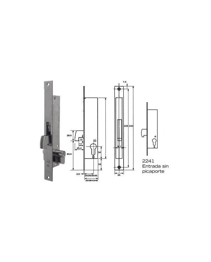 CERRADURA TESA 2241-20-3 NI (GANCHO)
