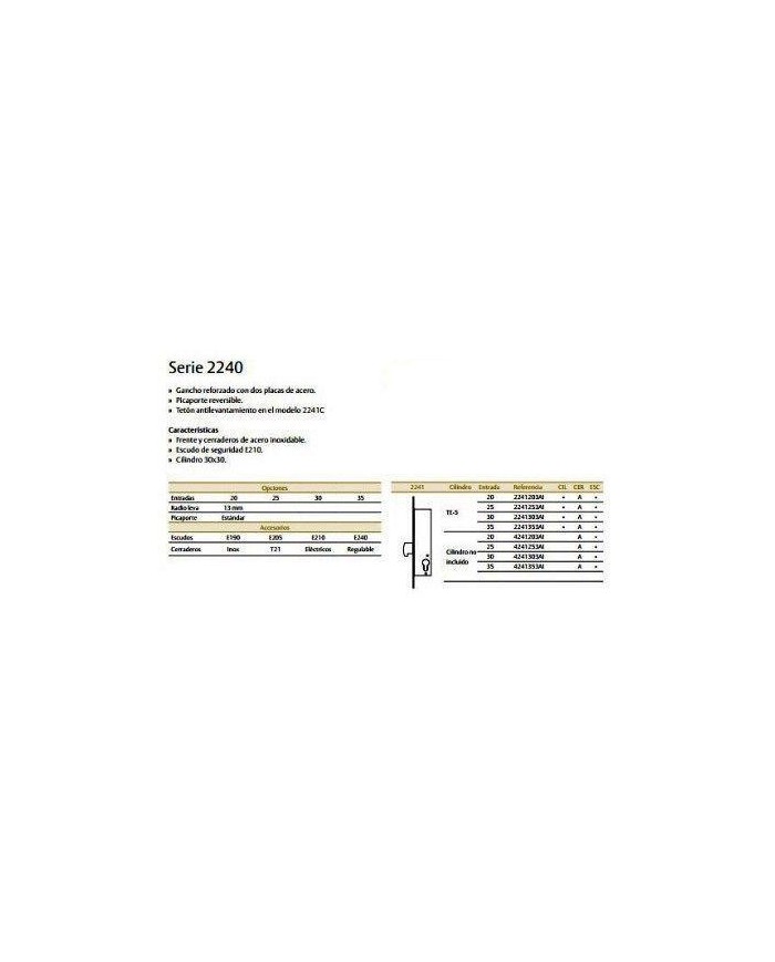 CERRADURA TESA 2241-20-3 NI (GANCHO)