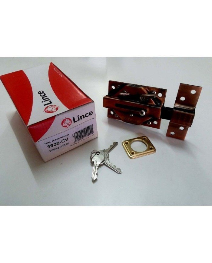 CERROJO LINCE 3930 COBRE LL/SERR. 105MM.