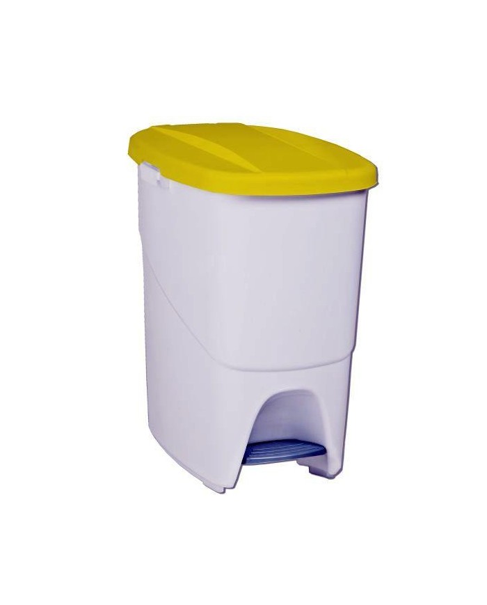 CUBO BASURA PLASTICO C/PEDAL AMARILLO 25 LTS.