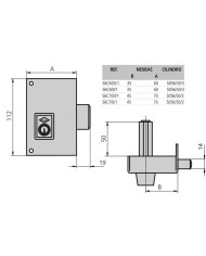 CERRADURA CVL ESMALTADA 56C-60 IZQUIERDA CILINDRO PERFIL