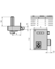 CERRADURA CVL ESMALTADA 156A-60 DERECHA CILINDRO REDONDO