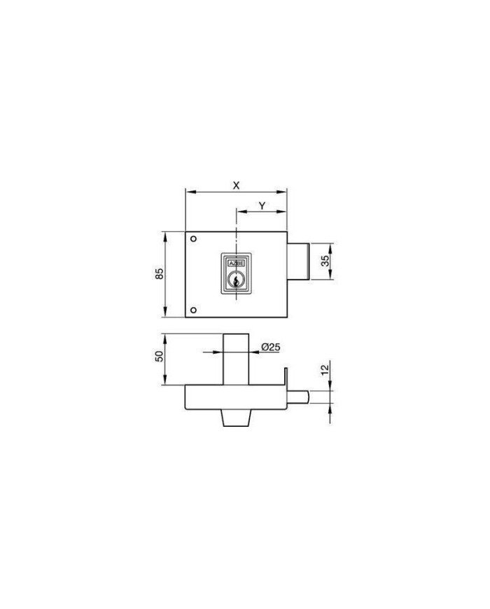 CERRADURA CVL ESMALTADA 156A-60 IZQUIERDA CILINDRO REDONDO