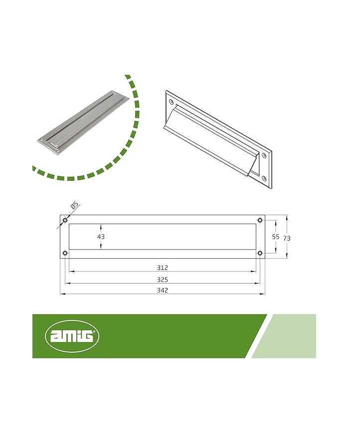 BOCACARTAS AMIG MOD.2 INOX 342X73CMS.