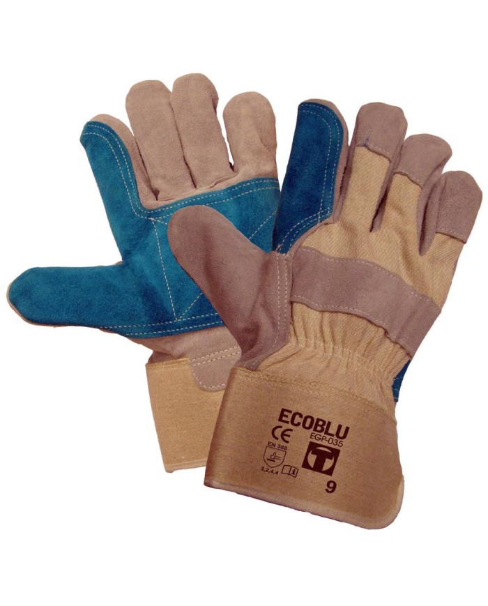 GUANTES LONA/PIEL REFORZADO (B/12 UDS.)