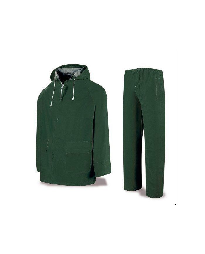 IMPERMEABLE CHAQUETA-PANTALON PVC-NYLON  VERDE T-L