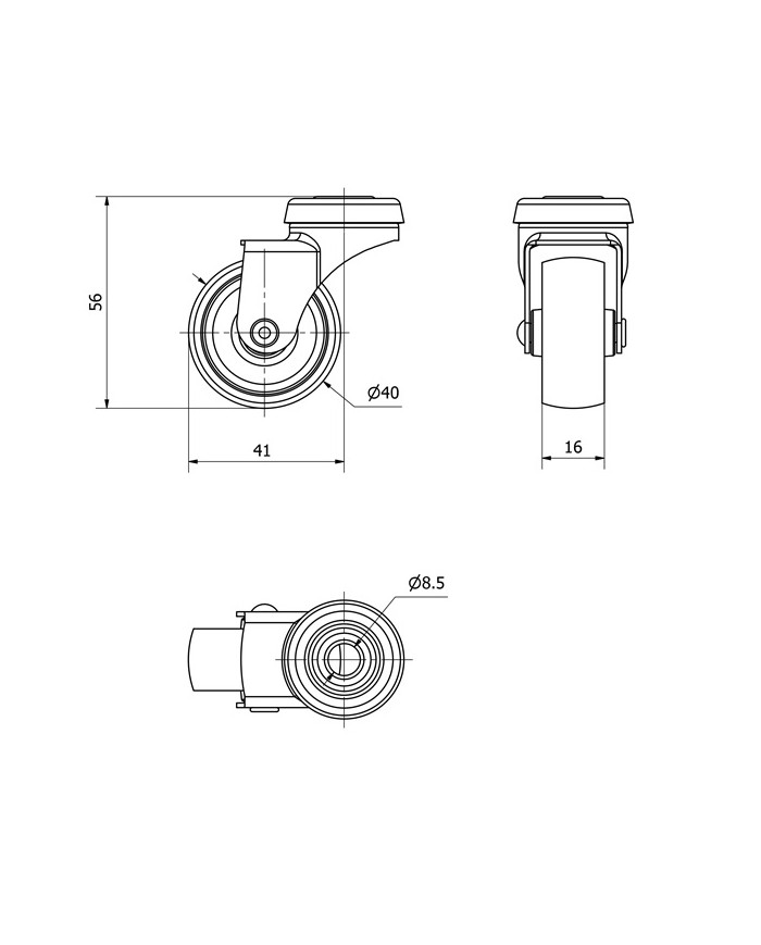 RUEDA GIRATORIA TW0169 480-40 CON ESPIGA