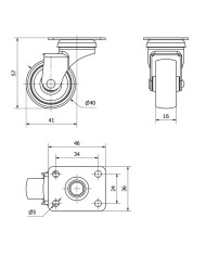 RUEDA GIRATORIA TW0165 484-40 CON PLACA