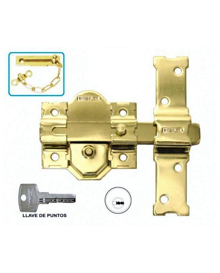 CERROJO INTERFER MODELO 31-S DORADO CILINDRO REDONDO