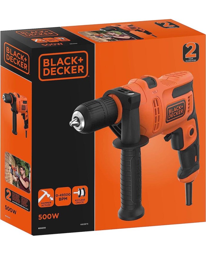 TALADRO PERCUTOR 500W BLACK&DECKER 500W BEH200-QS