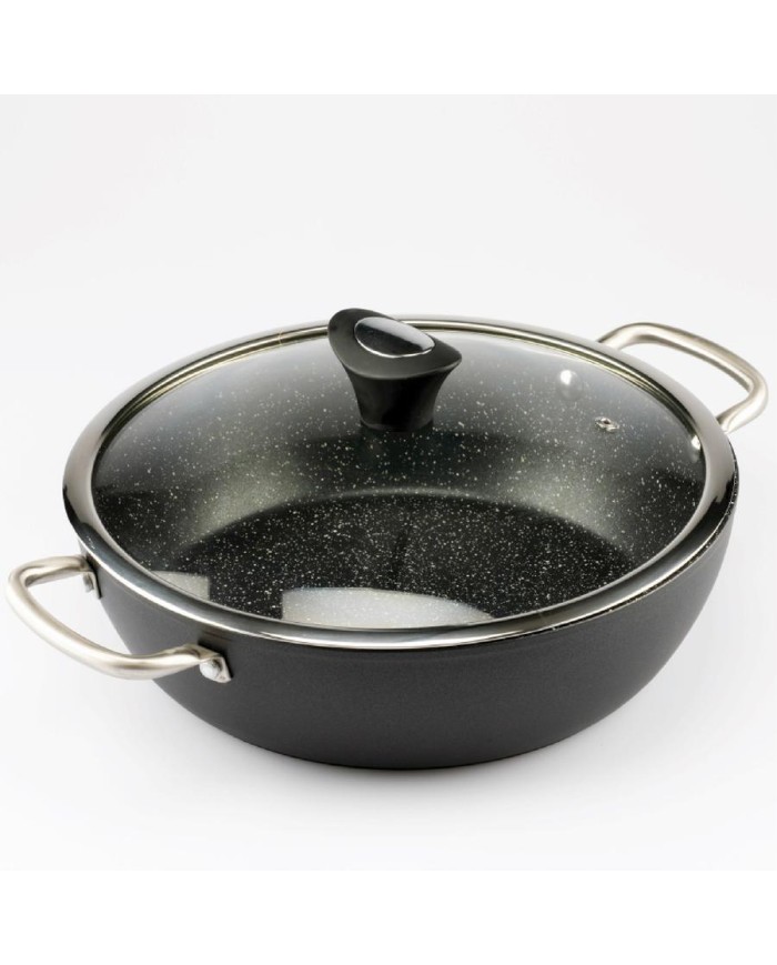 CACEROLA CON TAPA KADAL PIEDRA BLACK 28CM.