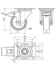 RUEDA GIRATORIA TW0206 130.1-080-3 CON FRENO