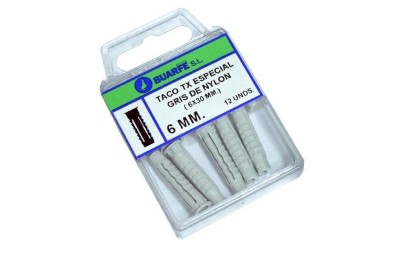 TACO GRIS  8MM. TX NYLON BLISTER 6 UND. BUARFE