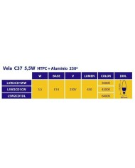 BOMBILLA LED VELA GSC 6W. E14 6000K 490 LM