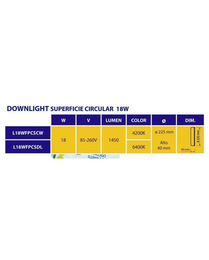 LED DOWN CIRCULAR SUPERFICIE GSC BOGUR 18W 6500K BLANCO