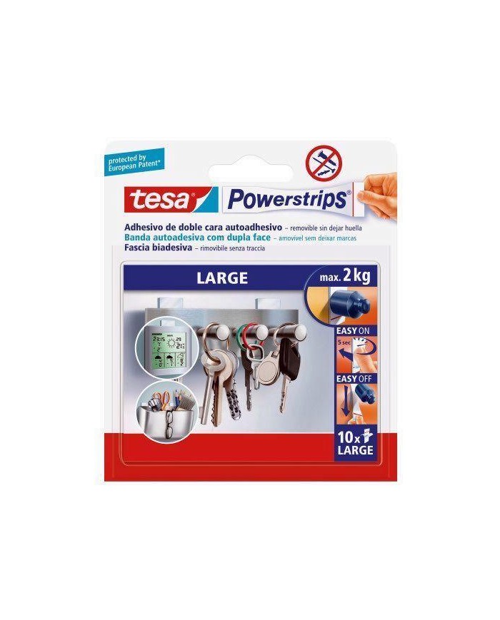 TIRA DOBLE CARA ADHESIVA POWERSTRIPS TESA 10 UNIDADES