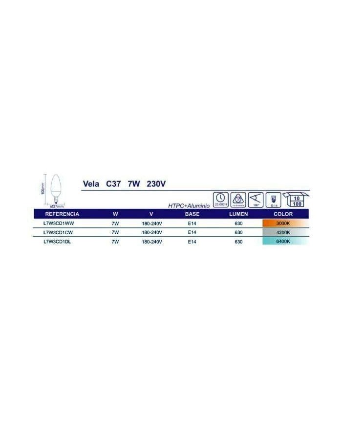 BOMBILLA LED VELA C37 6,5W. E14 3000K-530 LM