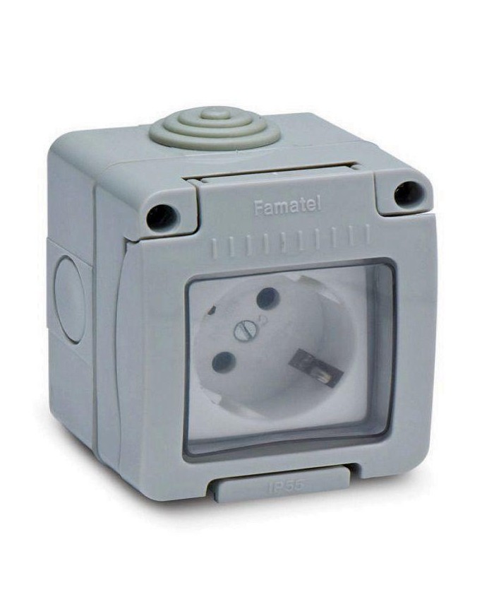 BASE ENCHUFE T.T.ESTANCO 16-A GRIS 19068